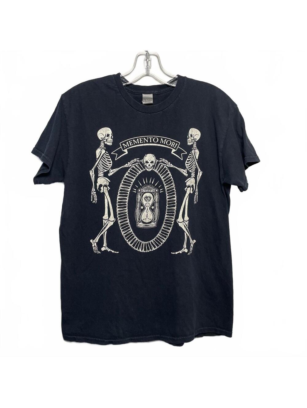 Black Memento Mori Death Skeleton Cotton Tee Men's Medium